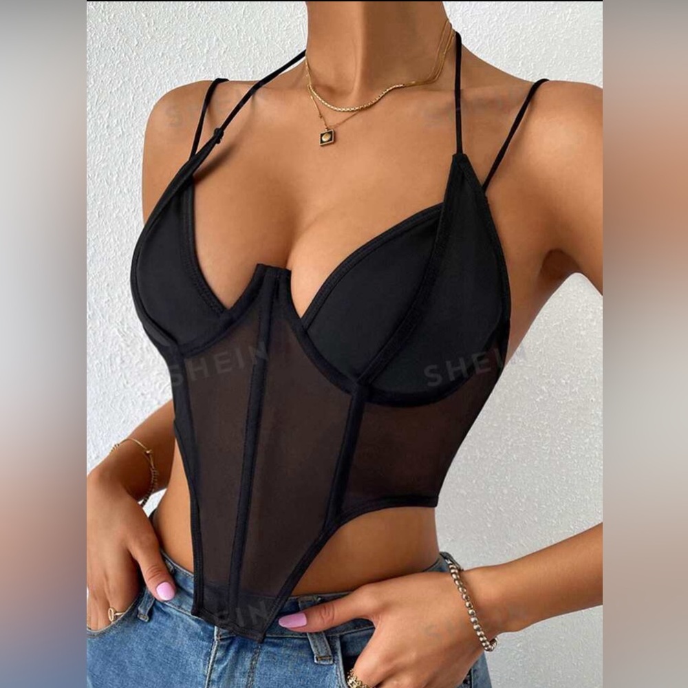 NWOT SHEIN Sheer Asymmetrical Hem Cami Top